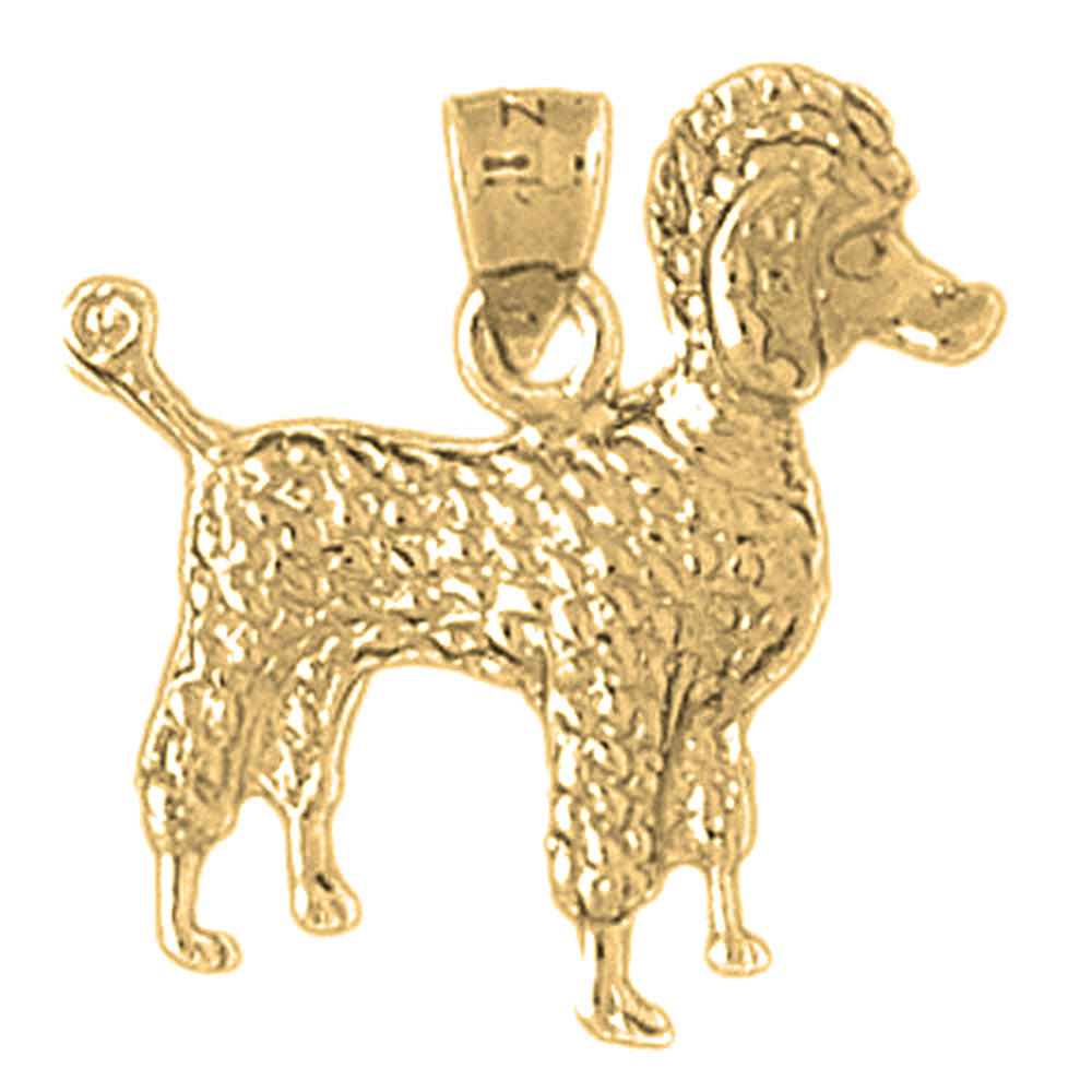 Yellow Gold-plated Silver Poodle Dog Pendant