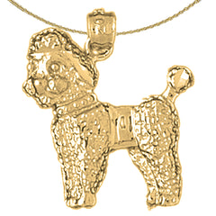 Colgante de perro caniche de plata de ley (bañado en rodio o oro amarillo)