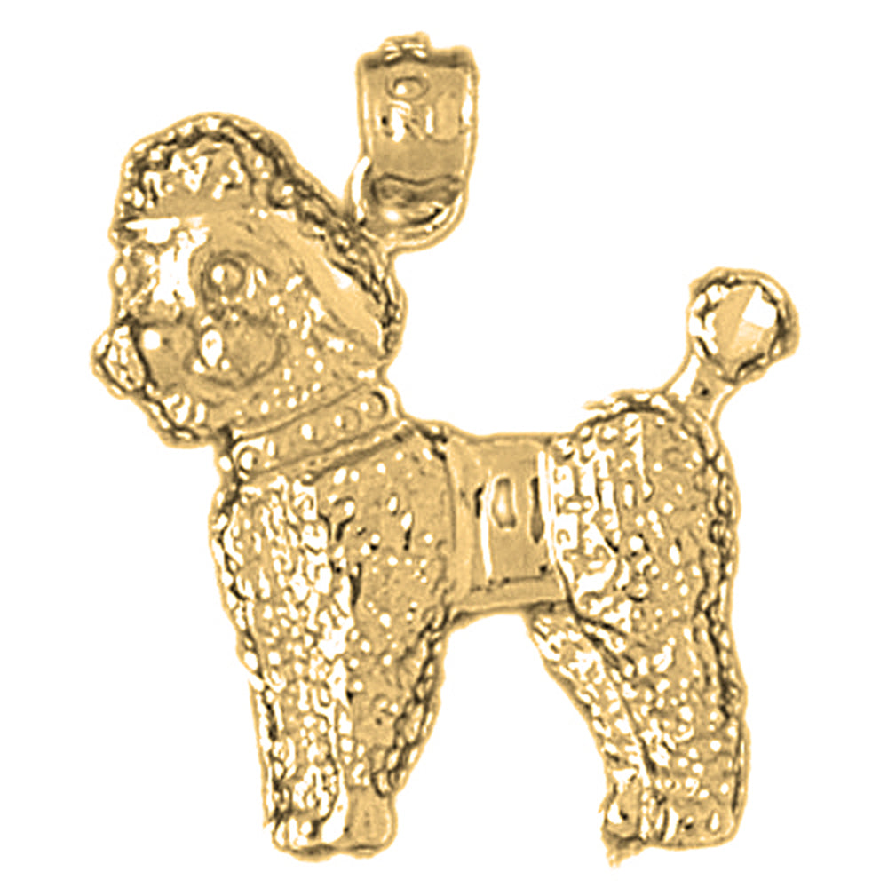 Yellow Gold-plated Silver Poodle Dog Pendant