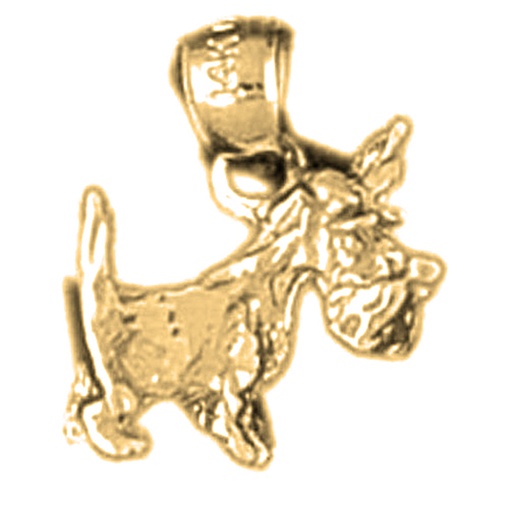 Yellow Gold-plated Silver Terrier Dog Pendant