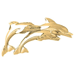 Yellow Gold-plated Silver Dolphins Pendant