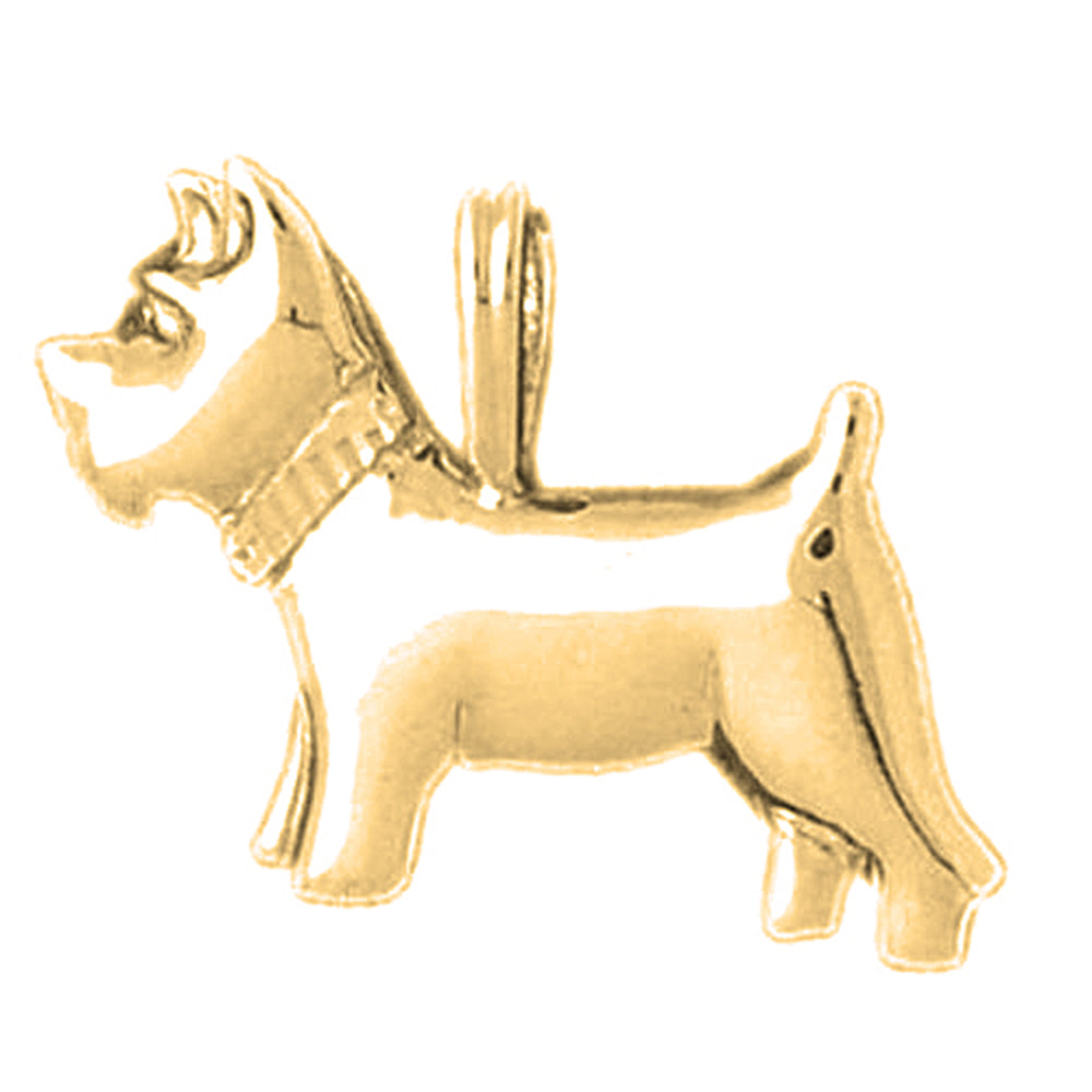 Yellow Gold-plated Silver Terrier Dog Pendant
