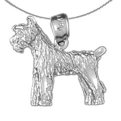 Sterling Silver Terrier Dog Pendant (Rhodium or Yellow Gold-plated)