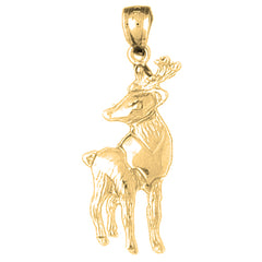 Yellow Gold-plated Silver Deer Pendant