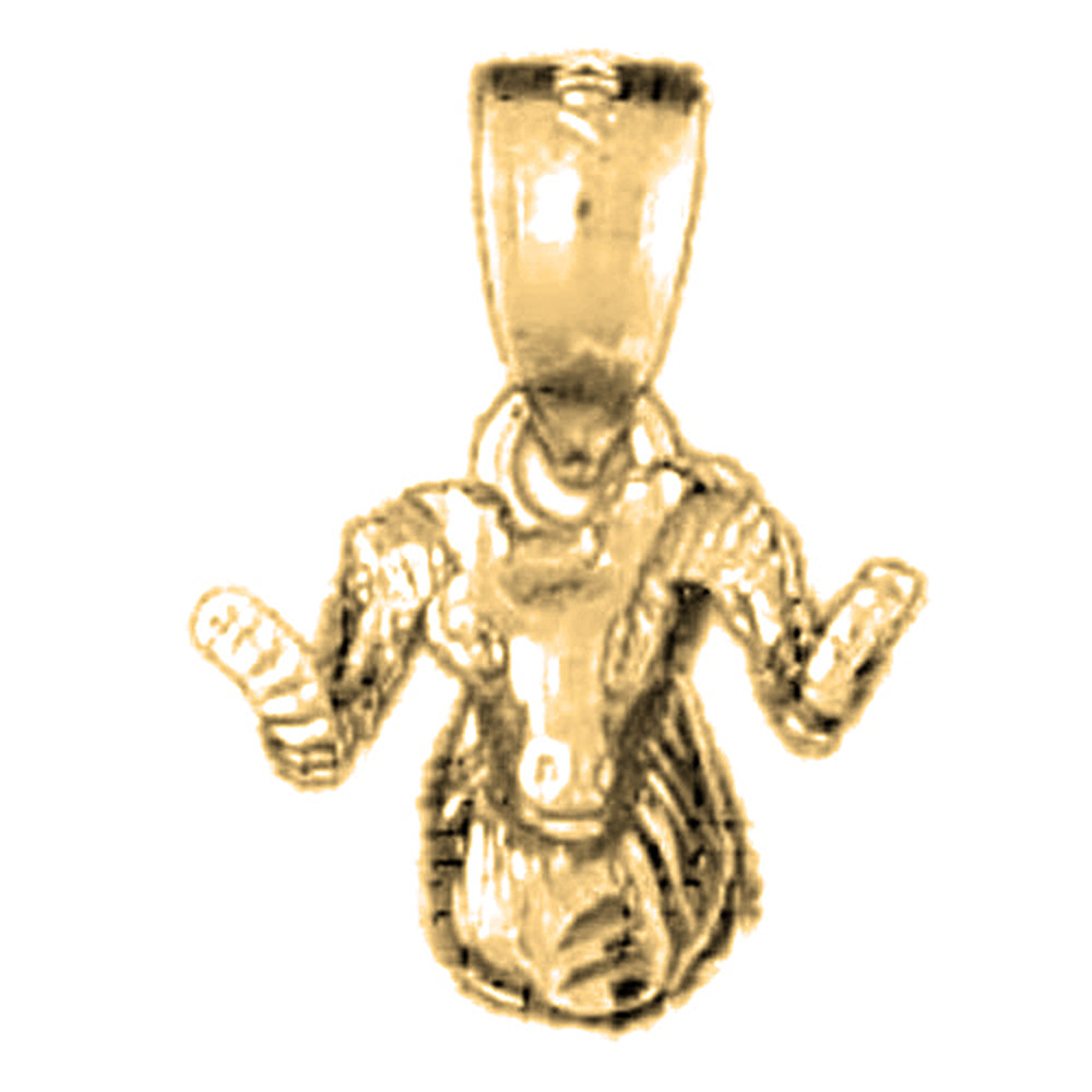 Yellow Gold-plated Silver Ram Pendant