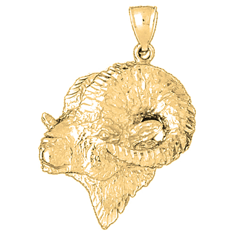 Yellow Gold-plated Silver Ram Pendant