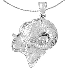 Sterling Silver Ram Pendant (Rhodium or Yellow Gold-plated)