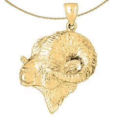 Sterling Silver Ram Pendant (Rhodium or Yellow Gold-plated)