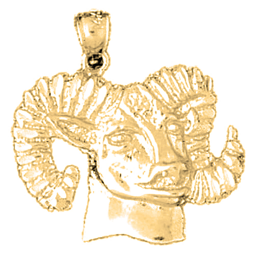 Yellow Gold-plated Silver Ram Pendant