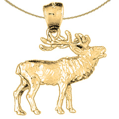 Sterling Silver 3D Elk Pendant (Rhodium or Yellow Gold-plated)