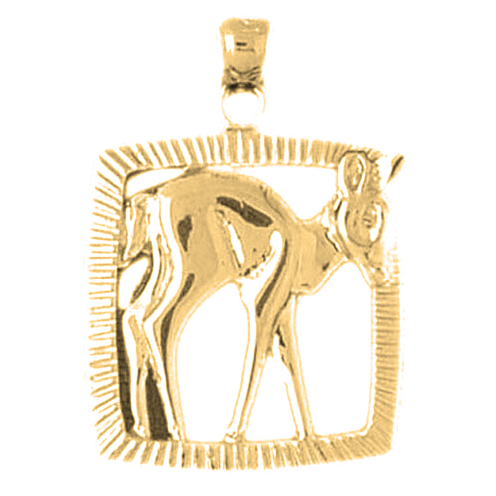 Yellow Gold-plated Silver Deer Pendant