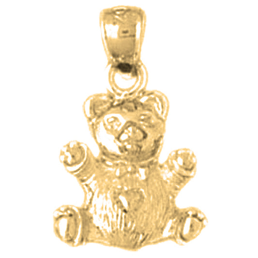 Yellow Gold-plated Silver 3D Teddy Bear Pendant