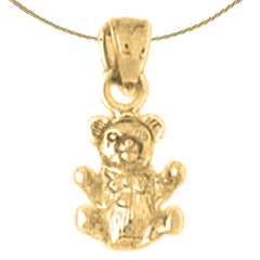 Sterling Silver 3D Teddy Bear Pendant (Rhodium or Yellow Gold-plated)
