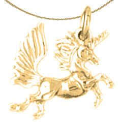 Colgante de unicornio 3D de plata de ley (bañado en rodio o oro amarillo)