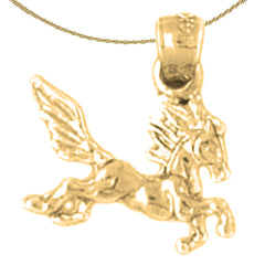 3D-Pegasus-Anhänger aus Sterlingsilber (rhodiniert oder gelbgoldbeschichtet)