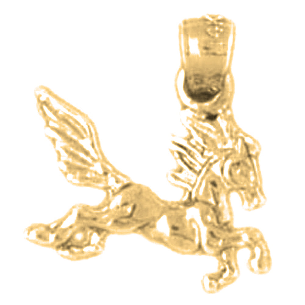 Yellow Gold-plated Silver 3D Pegasus Pendant