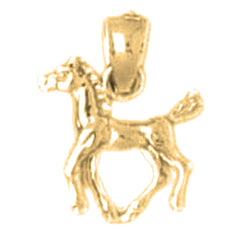 Yellow Gold-plated Silver 3D Horse Pendant