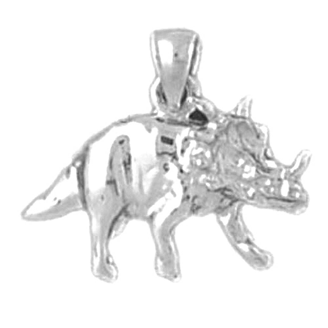 Sterling Silver Triceratops Dinosaur Pendant