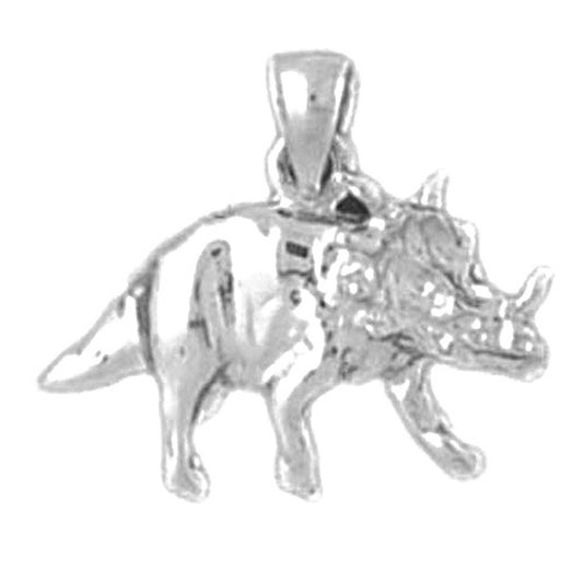 Sterling Silver Triceratops Dinosaur Pendant