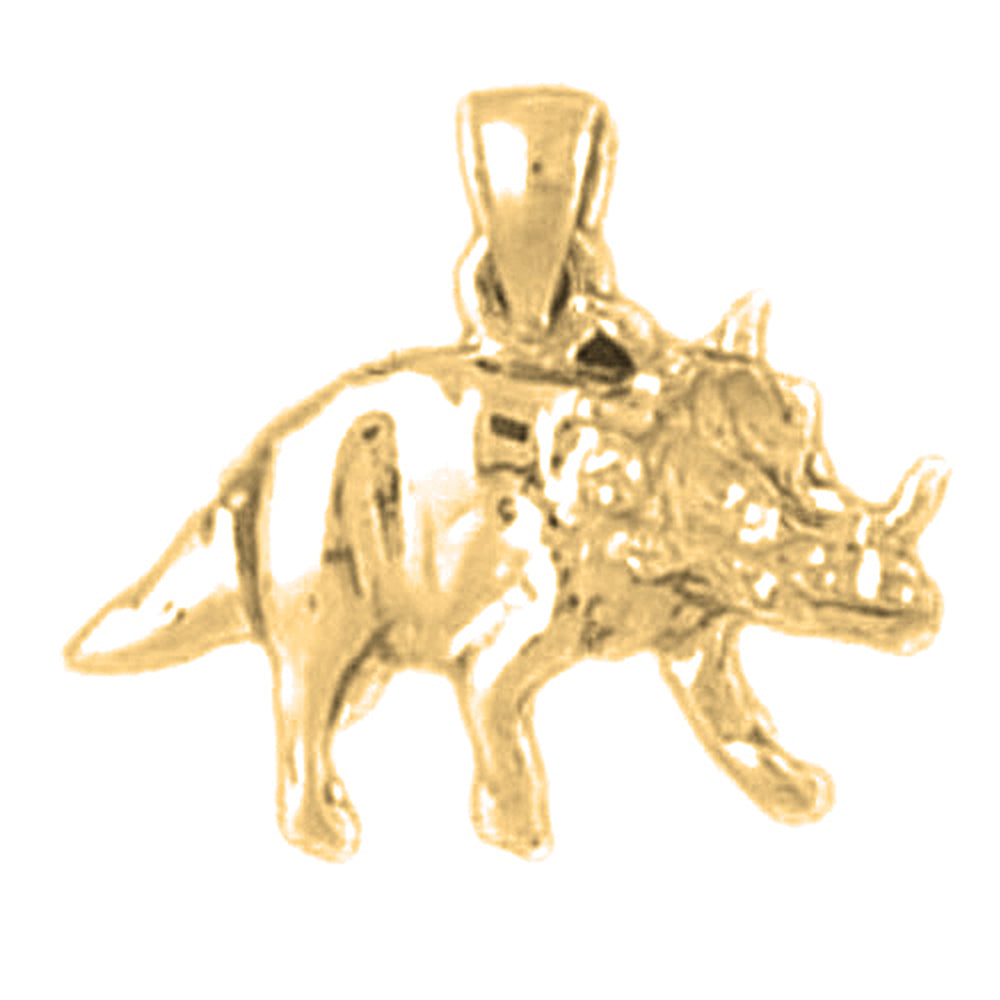 Yellow Gold-plated Silver Triceratops Dinosaur Pendant