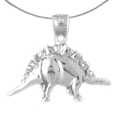 Sterling Silver Stegasaurus Dinosaur Pendant (Rhodium or Yellow Gold-plated)