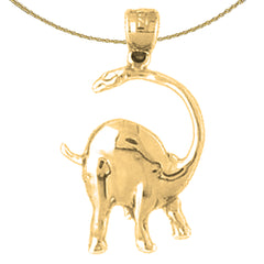 Sterling Silver Brontosaurus Dinosaur Pendant (Rhodium or Yellow Gold-plated)