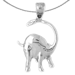 Sterling Silver Brontosaurus Dinosaur Pendant (Rhodium or Yellow Gold-plated)