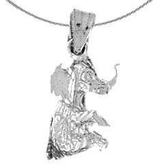 3D-Elefantenanhänger aus Sterlingsilber (rhodiniert oder gelbgoldbeschichtet)