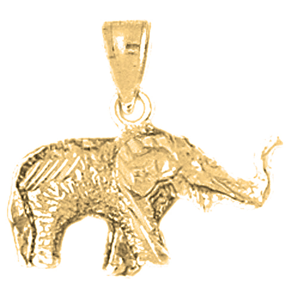 Yellow Gold-plated Silver 3D Elephant Pendant