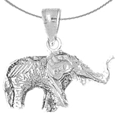 Sterling Silver 3D Elephant Pendant (Rhodium or Yellow Gold-plated)