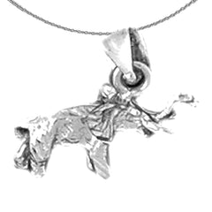 Sterling Silver 3D Elephant Pendant (Rhodium or Yellow Gold-plated)