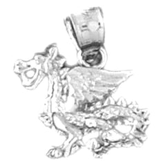 Sterling Silver 3D Dragon Pendant