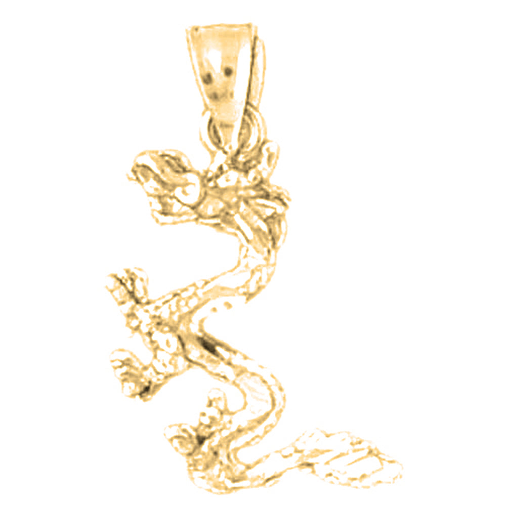 Yellow Gold-plated Silver 3D Dragon Pendant
