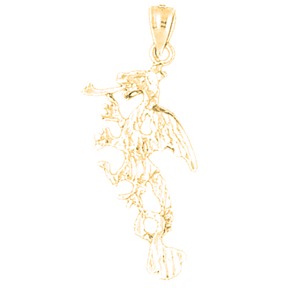 Yellow Gold-plated Silver 3D Dragon Pendant