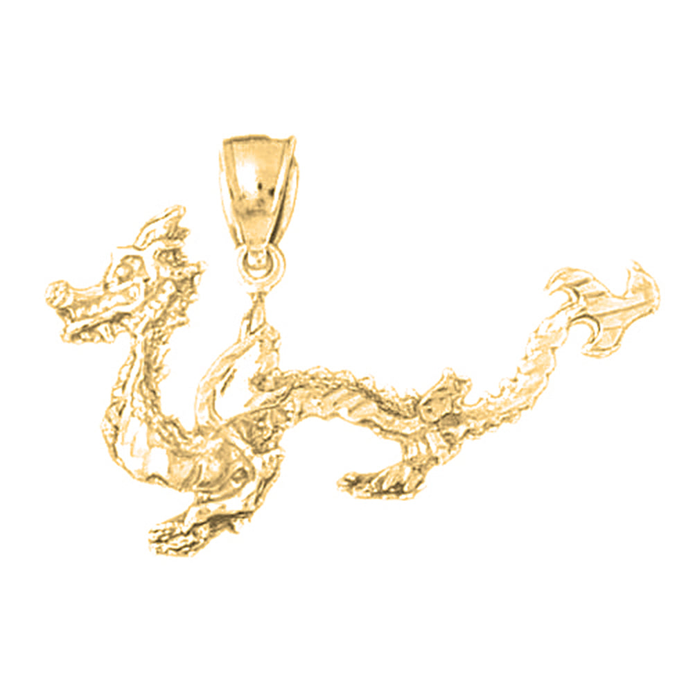 Yellow Gold-plated Silver 3D Dragon Pendant
