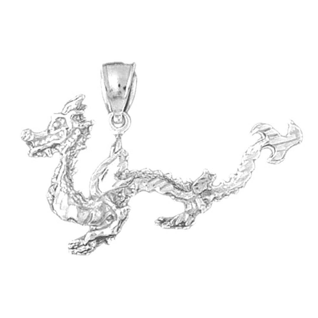 Sterling Silver 3D Dragon Pendant