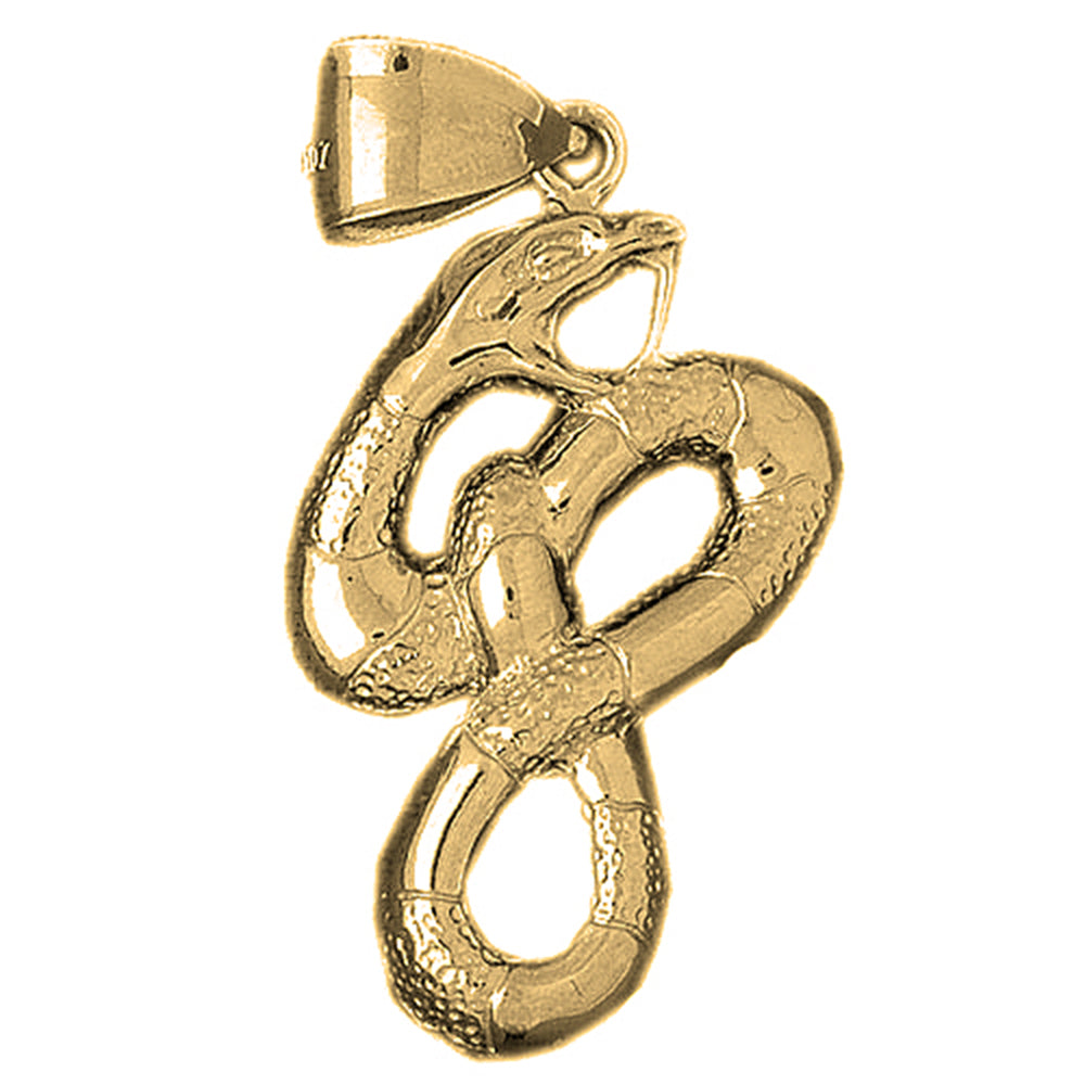 Yellow Gold-plated Silver Snake Pendant