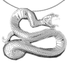 Colgante de serpiente cascabel de plata de ley (bañado en rodio o oro amarillo)