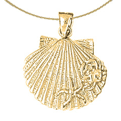Sterling Silver Shell Pendant (Rhodium or Yellow Gold-plated)