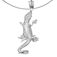 Sterling Silver Lizard Pendant (Rhodium or Yellow Gold-plated)