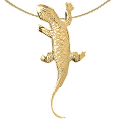 Sterling Silver Lizard Pendant (Rhodium or Yellow Gold-plated)