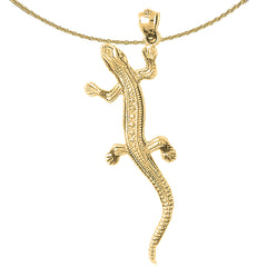 Sterling Silver Lizard Pendant (Rhodium or Yellow Gold-plated)