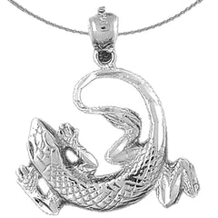 Sterling Silver Lizard Pendant (Rhodium or Yellow Gold-plated)