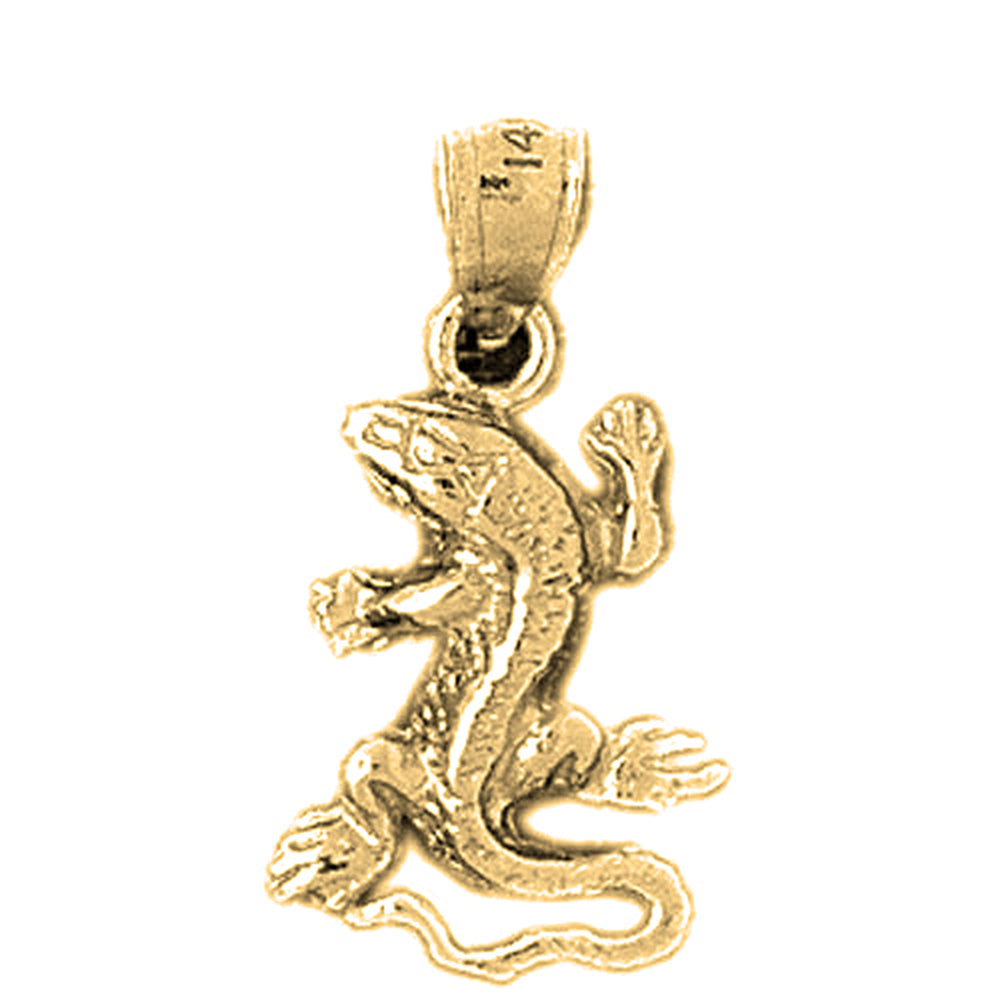 Yellow Gold-plated Silver Lizard Pendant