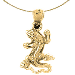 Sterling Silver Lizard Pendant (Rhodium or Yellow Gold-plated)