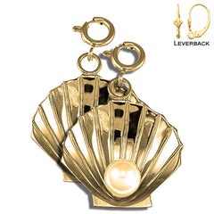 14K or 18K Gold Shell With Pearl Earrings