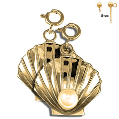 14K or 18K Gold Shell With Pearl Earrings