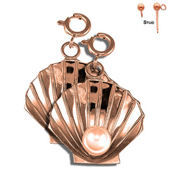 14K or 18K Gold Shell With Pearl Earrings