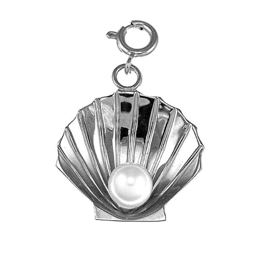 Sterling Silver Shell With Pearl Pendant