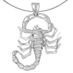 Sterling Silver Scorpion Pendant (Rhodium or Yellow Gold-plated)